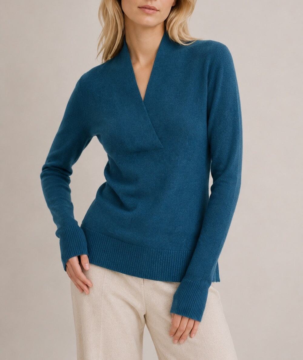 Banana Republic Wool Cashmere Blend Teal Blue V Neck Sweater Size S